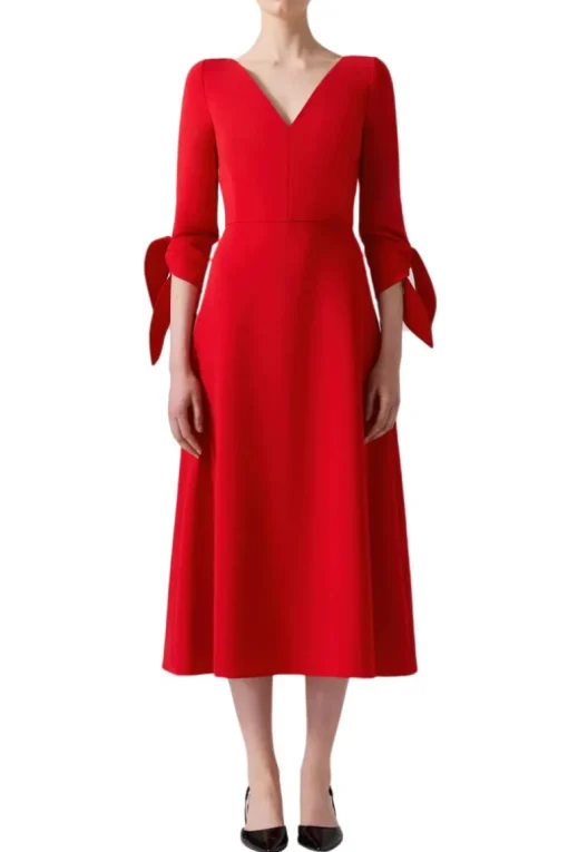 Tie-Sleeve Midi Dress