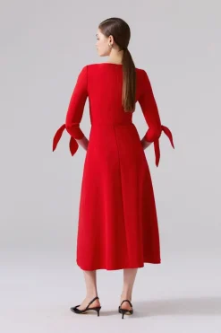 Tie-Sleeve Midi Dress
