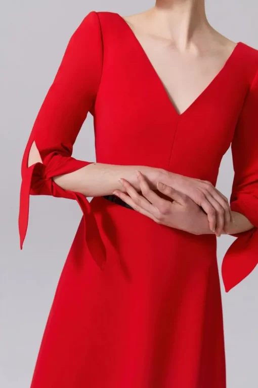 Tie-Sleeve Midi Dress