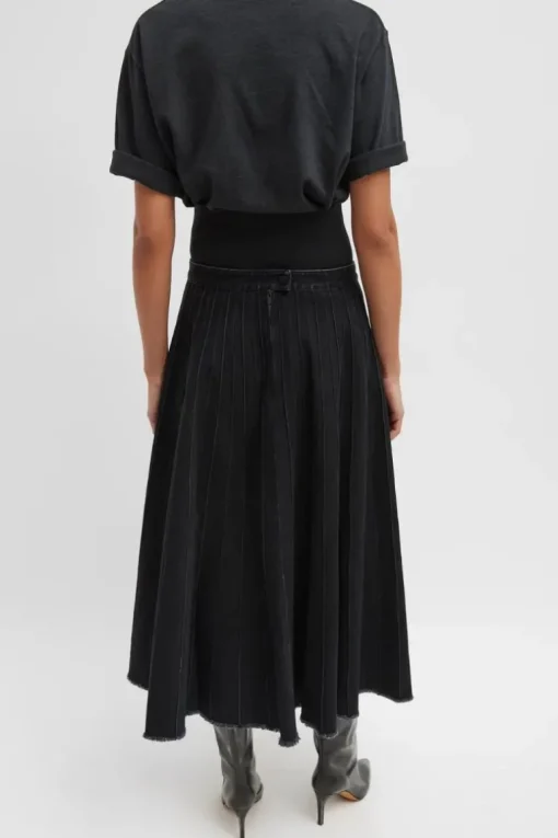 Vintage Pintucked Denim Skirt