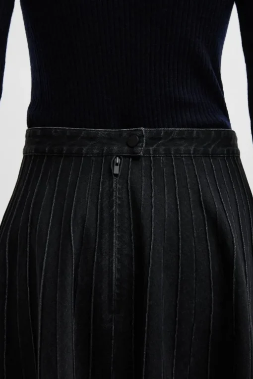 Vintage Pintucked Denim Skirt