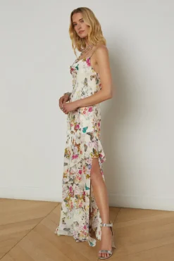 Viola Silk Cowl-Neck Gown