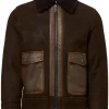 Waxed Shearling Bomber Jacket