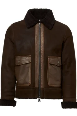 Waxed Shearling Bomber Jacket