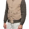 Wedge Knit Leather Jacket