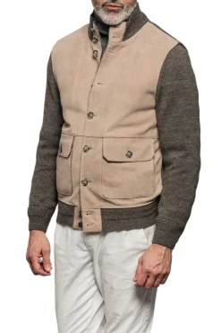 Wedge Knit Leather Jacket
