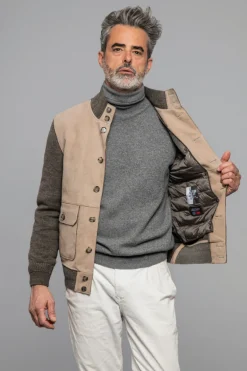 Wedge Knit Leather Jacket