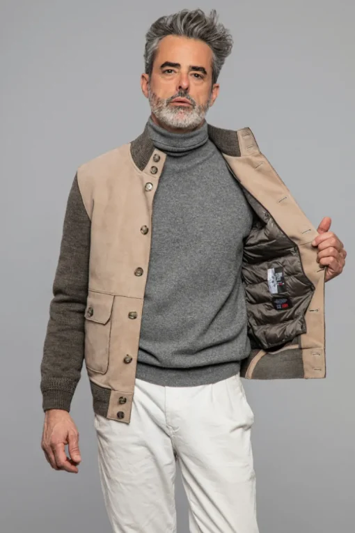 Wedge Knit Leather Jacket